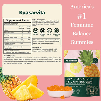Premium Feminine Balance Gummies,Vital Vaginal Probiotics Source Feminine Gummies,Probiotic Gummies for Prenatal & Postnatal Women - Probiotics for Digestion, pH Balance, Gut Health, Immune Support KuasarvitaBuy Supplements Australia