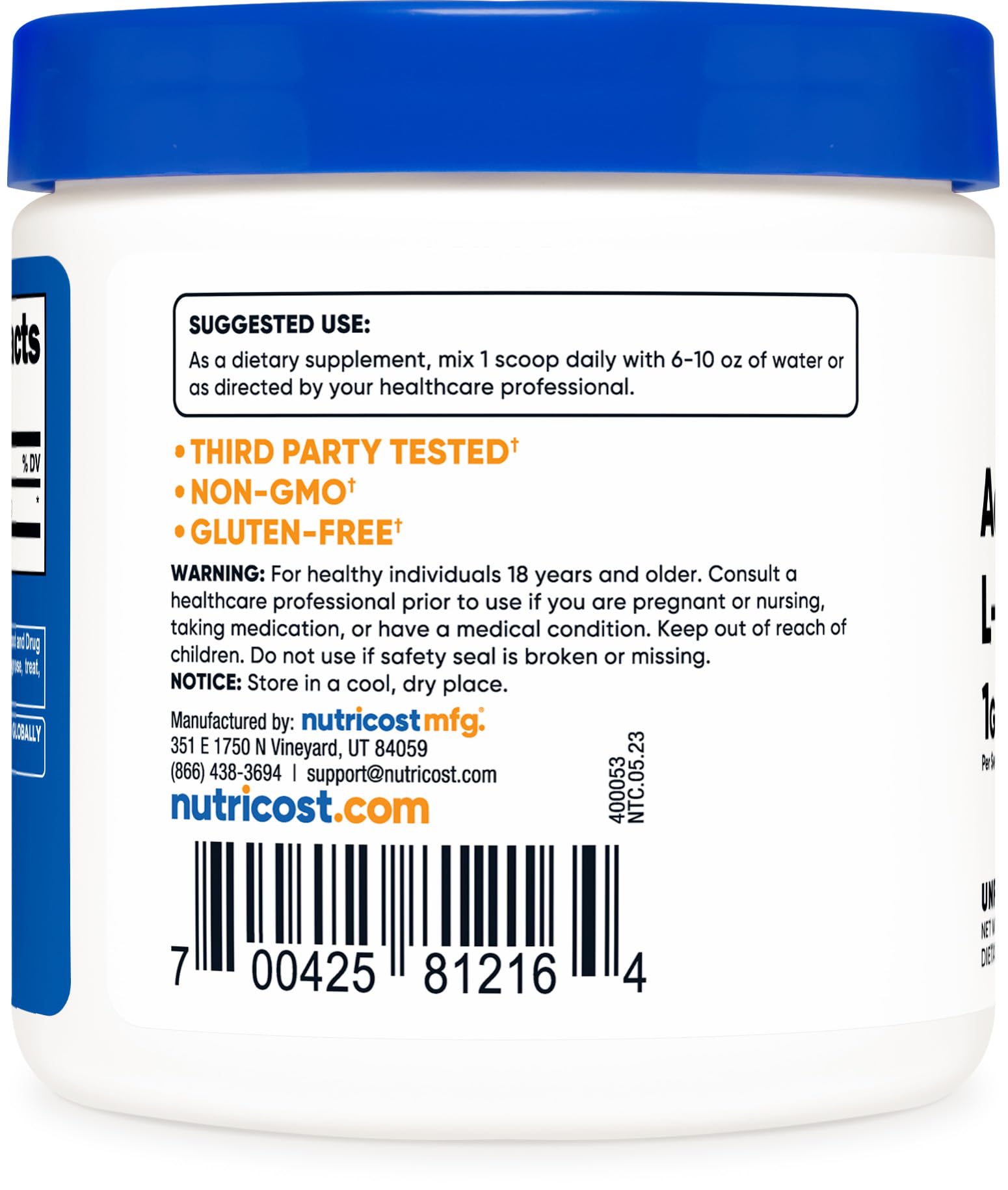 Nutricost Acetyl L-Carnitine (ALCAR) 100 Grams - 1000mg Per Serving - Non-GMO, Gluten Free NutricostBuy Supplements Australia