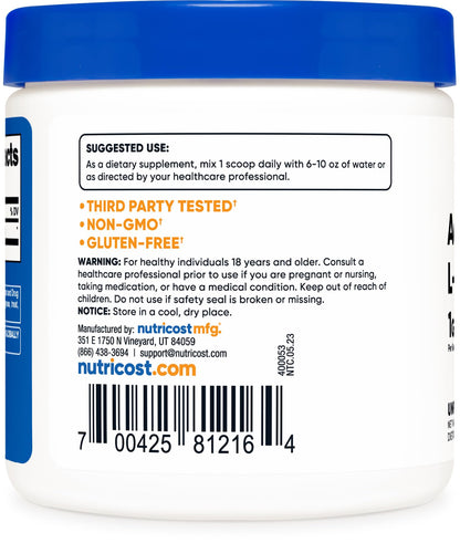 Nutricost Acetyl L-Carnitine (ALCAR) 100 Grams - 1000mg Per Serving - Non-GMO, Gluten Free NutricostBuy Supplements Australia