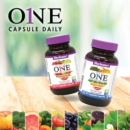 Bluebonnet Nutrition Men’s One Vegetable Capsule, Whole Food Multiple, K2, Organic, Energy, Vitality, Non-GMO, Gluten, Soy & Milk Free, Kosher, 3 Month Supply, 90 Count BlueBonnetBuy Supplements Australia