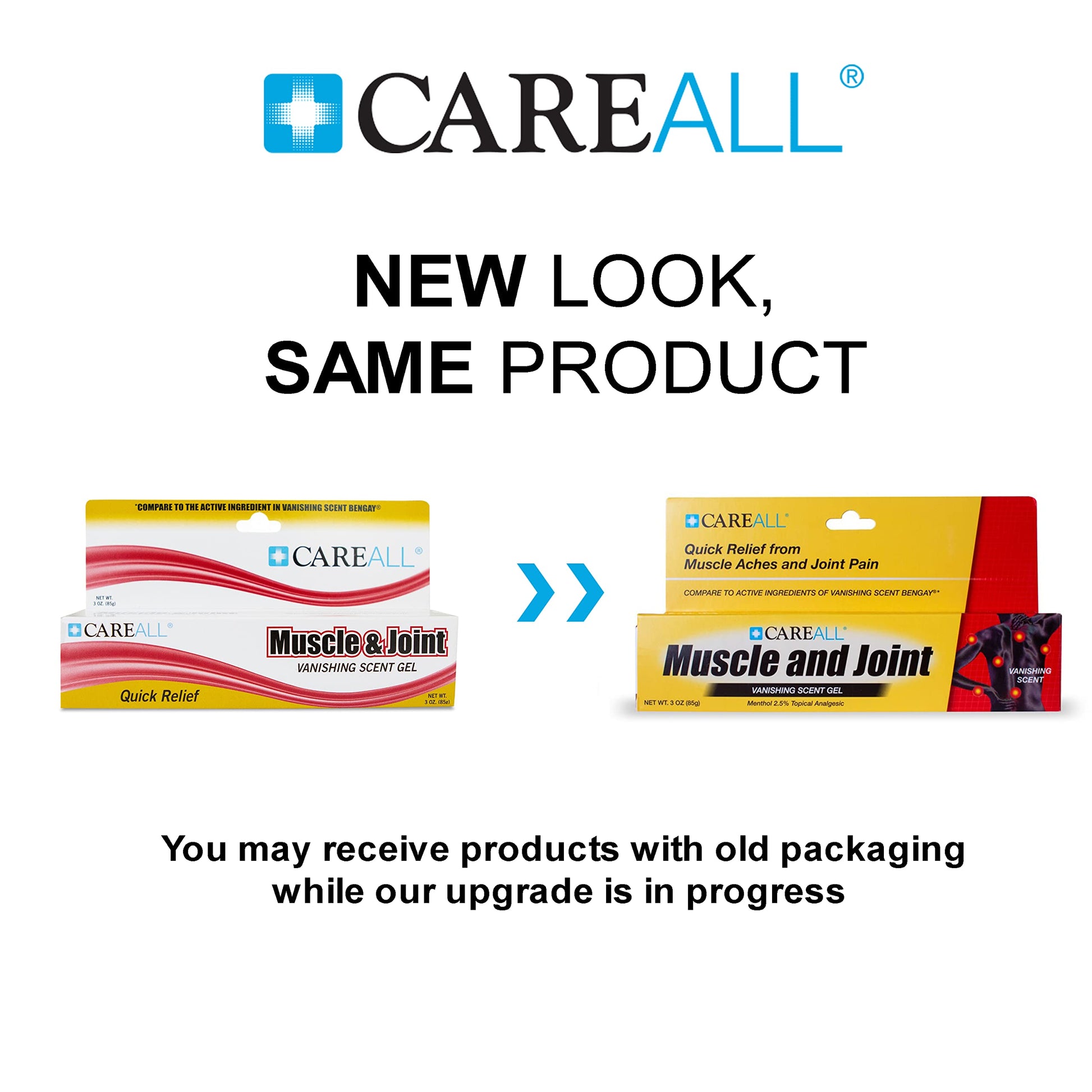 CareAll Muscle & Joint Vanishing Scent Gel, 3.0 oz. (3 Pack), Non-Greasy, Pain Relief Gel for Muscle, Back and Minor Arthritis, Topical Analgesic, 2.5% Menthol CareAllBuy Supplements Australia