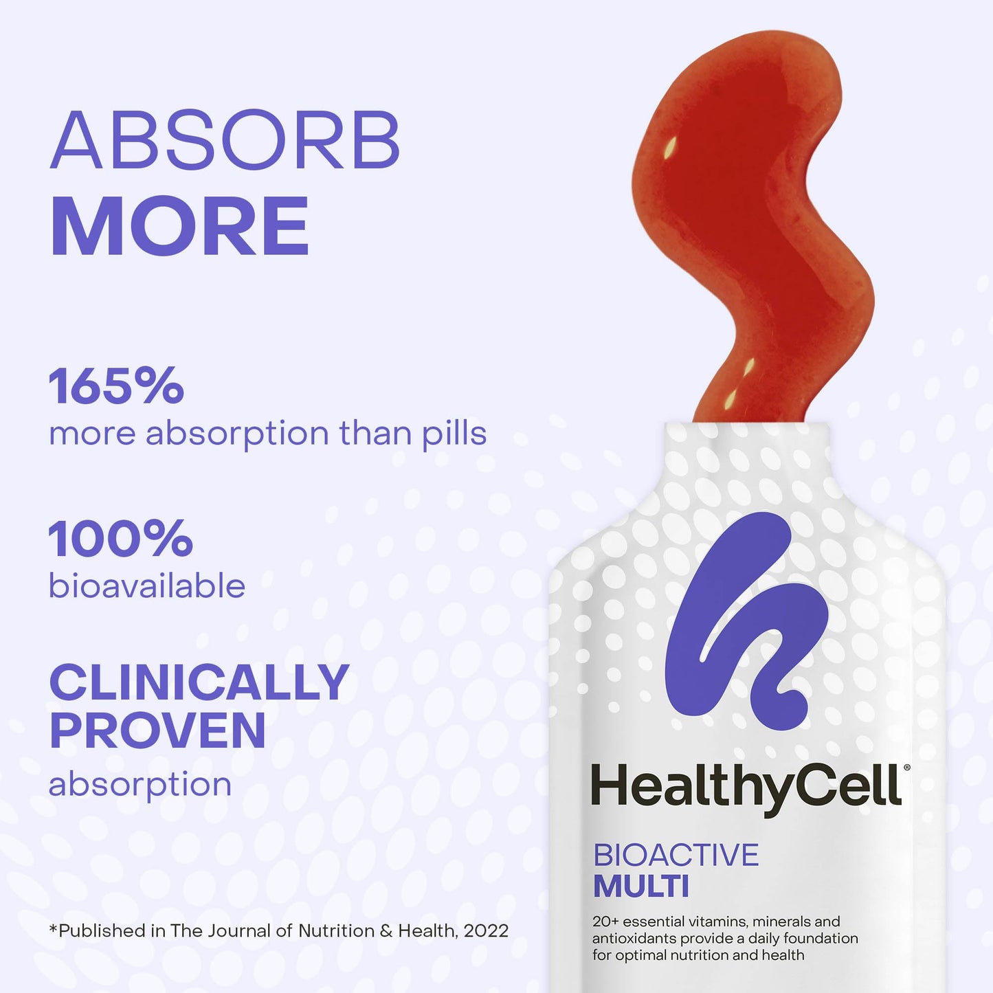 Healthycell Bioactive Daily Liquid Multivitamin for Men & Women – 20+ Essential Vitamins, Minerals & Antioxidants for Brain, Heart, Immune Support, Skin & Hair Support - 14 Gel Packs HealthycellBuy Supplements Australia