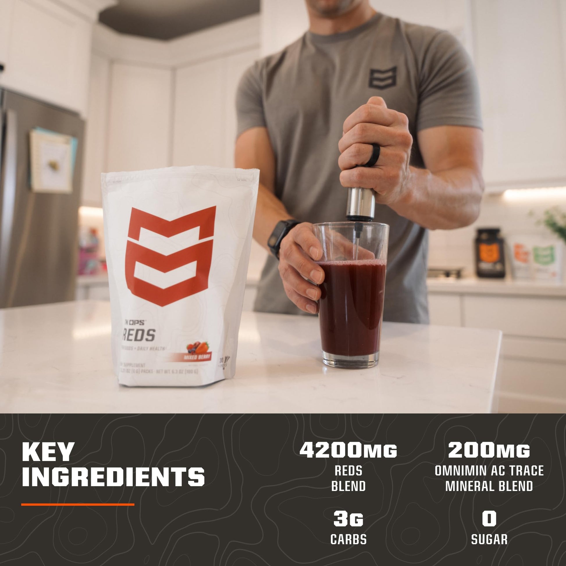 MTN OPS Reds Super Reds Antioxidant Drink Powder Daily Health Blend with Phytonutrients Free Radical Support 30 On The Go Stick Packs MTN OPSBuy Supplements Australia