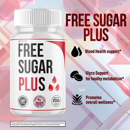 Free Sugar Plus Capsules, Official FreeSugar Plus Blood Health Support Pills With All Natural Ingredients, Free Sugar Plus Advanced Wellness Support with Premium Vitamins for Women & Men (60 Capsules) SyvorBuy Supplements Australia