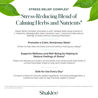Shaklee - Stress Relief Complex - Calming Blend of L-theanine, Ashwagandha, Beta-sitosterol, and L-tyrosine - Promotes Relaxation without Drowsiness - 1 Caplet Daily - Adults Supplement - 30 Caplets ShakleeBuy Supplements Australia