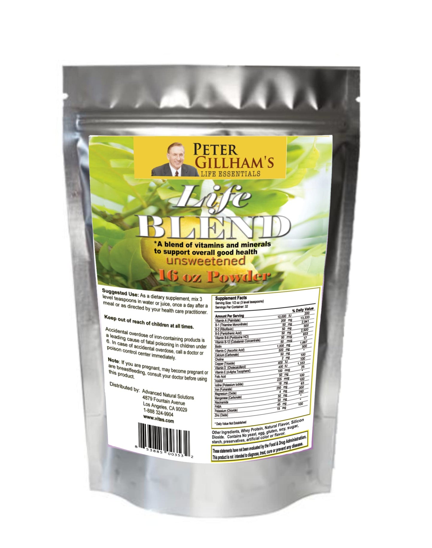 Peter's Choice Life Blend, 16oz, Multivitamin & Mineral Powder, Unsweetened, 32 Servings per Container. Made in The USA Peter's ChoiceBuy Supplements Australia