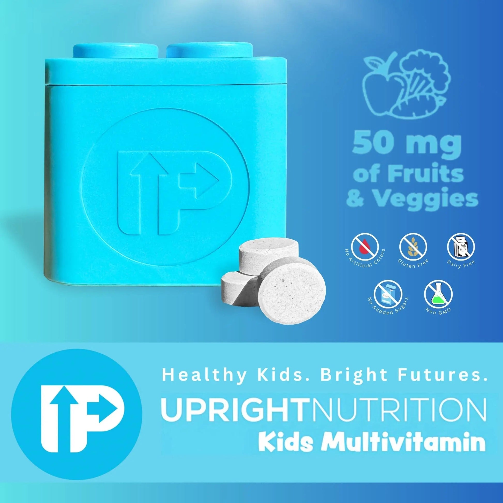 Upright Nutrition Children's Multivitamin | 30 Day Supply | Chewable, Sugar-Free | 17+ Essential Vitamins & Minerals with 50mg of Fruits & Veggies Upright Nutrition