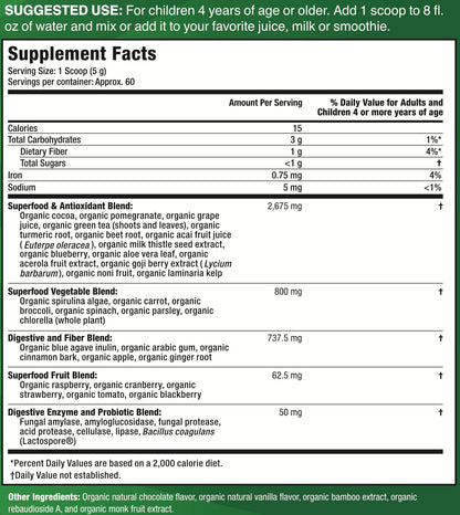 Feel Great USDA Organic Super Greens Powder for Kids - Cocao Chocolate | Fruit & Veggie Supplement | Superfood Powder with Probiotics & Digestive Enzymes for Digestive Health | 60 Days Supply The Feel Great Vitamin CompanyBuy Supplements Australia