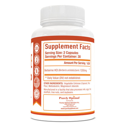 Purely Optimal Premium Berberine Supplement - 1200mg Berberine HCl, Non-GMO Purely OptimalBuy Supplements Australia