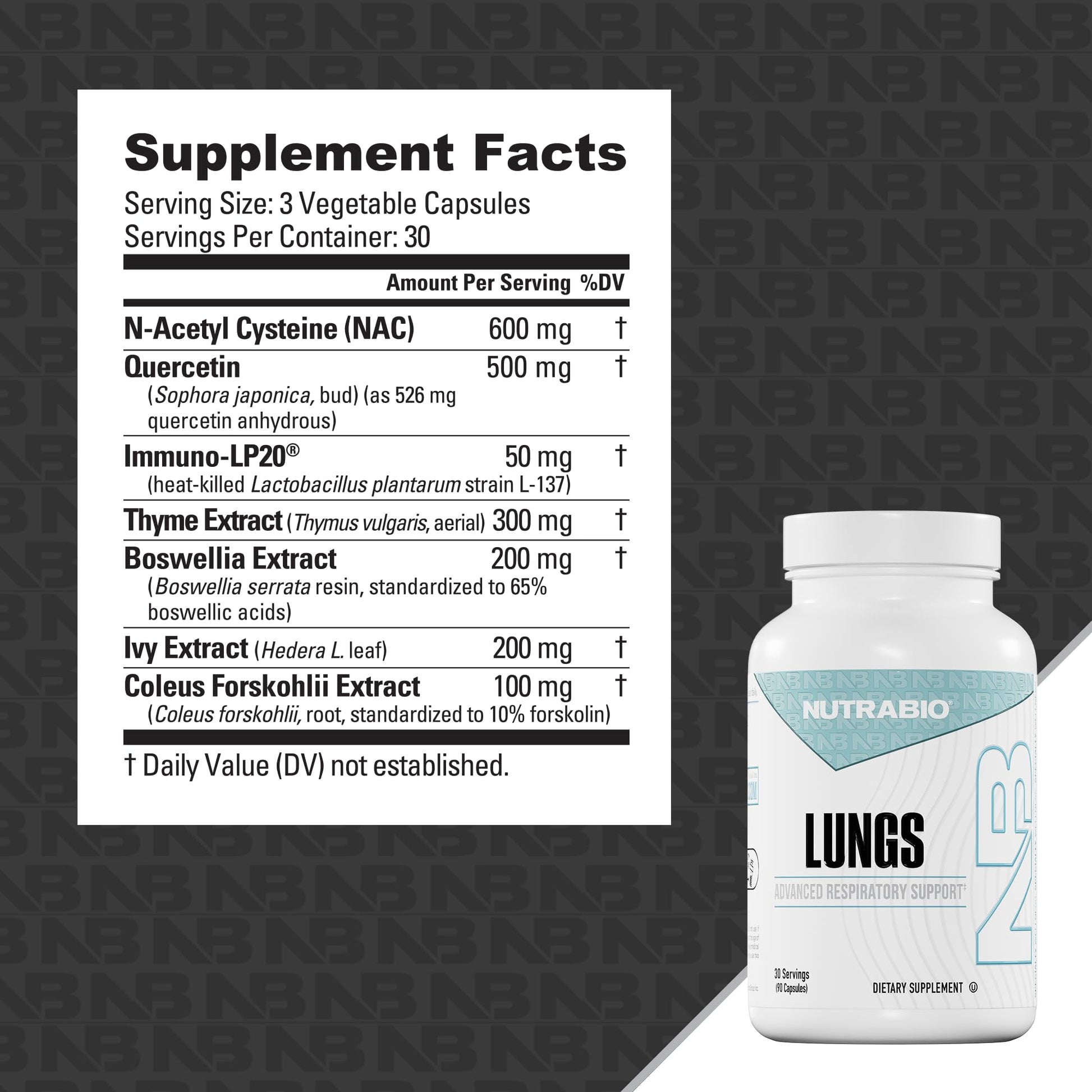 NutraBio Lungs Supplement - Blend of Immuno-LP20 and Natural Extracts to Help Support Respiratory & Immune Health - 90 Capsules NutraBioBuy Supplements Australia