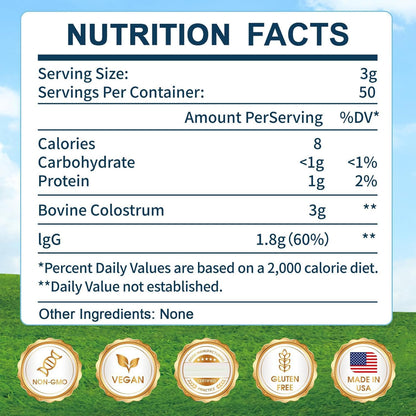 KEDISOM Grass-Fed Bovine Colostrum Supplement Powder - 60% High IgG 3000 mg for Gut Health, Immune Support - Easy to Mix Natural Liposomal Colostrum Superfood, Unflavored, 50 Servings KEDISOMBuy Supplements Australia