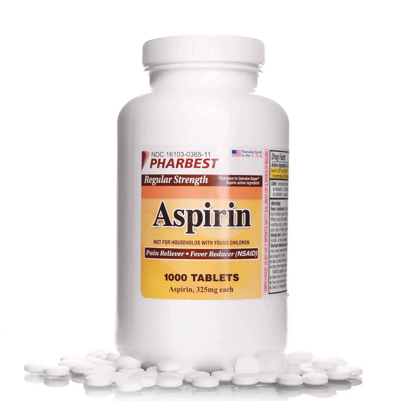 PHARBEST Aspirin 325 mg | Regular Strength | 1000 Count Uncoated Tablets PHARBESTBuy Supplements Australia