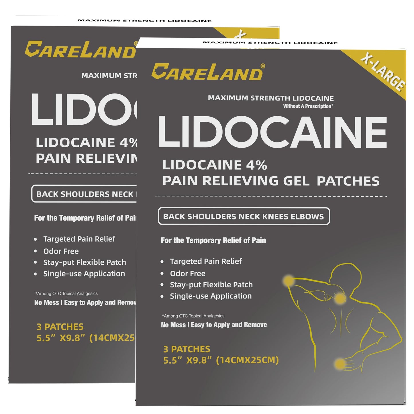 CARELAND 4% Extra Large Lidocaine Patches Maximum Strength Pain Relief Patch XL for Back & Shoulder,Back Pain Relief Products Patches & Flexible Fabric Numbs Away Pain, 6 Ct. CARELANDBuy Supplements Australia
