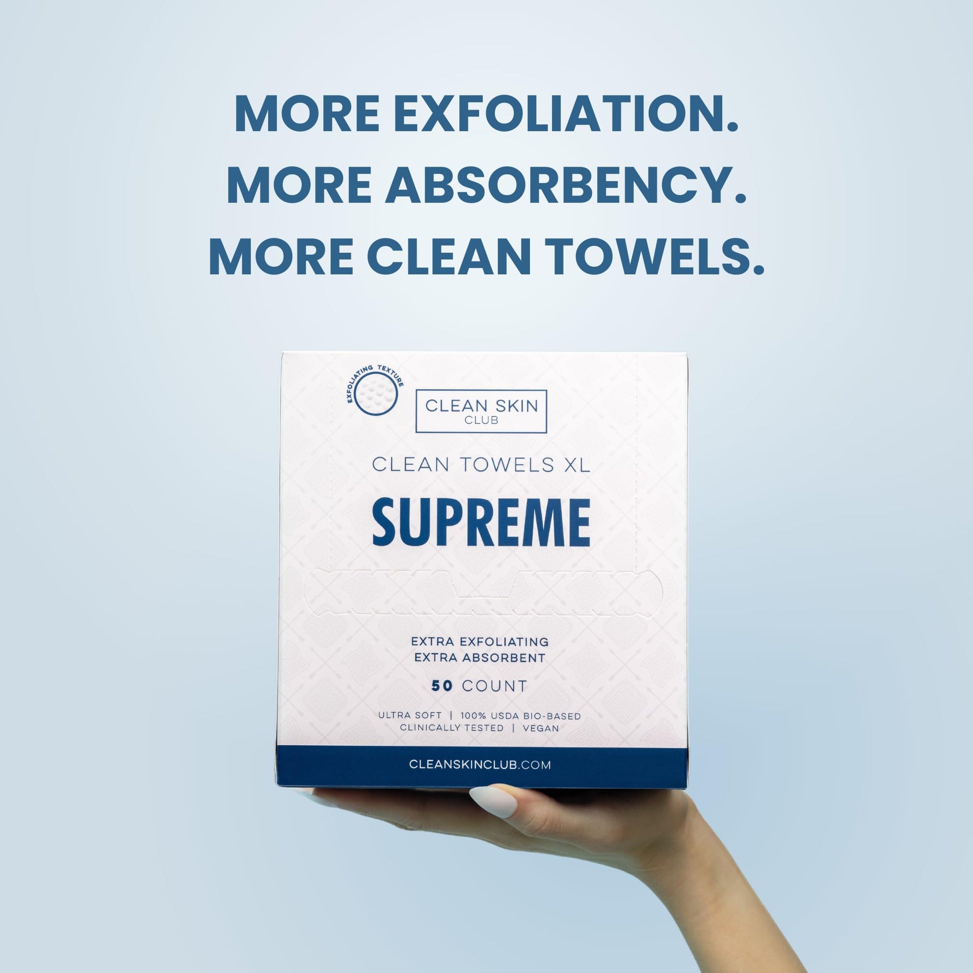 Clean Skin Club Clean Towels XL Supreme, 50 Count, Absorbent, Gentle CLEAN SKIN CLUBBuy Supplements Australia