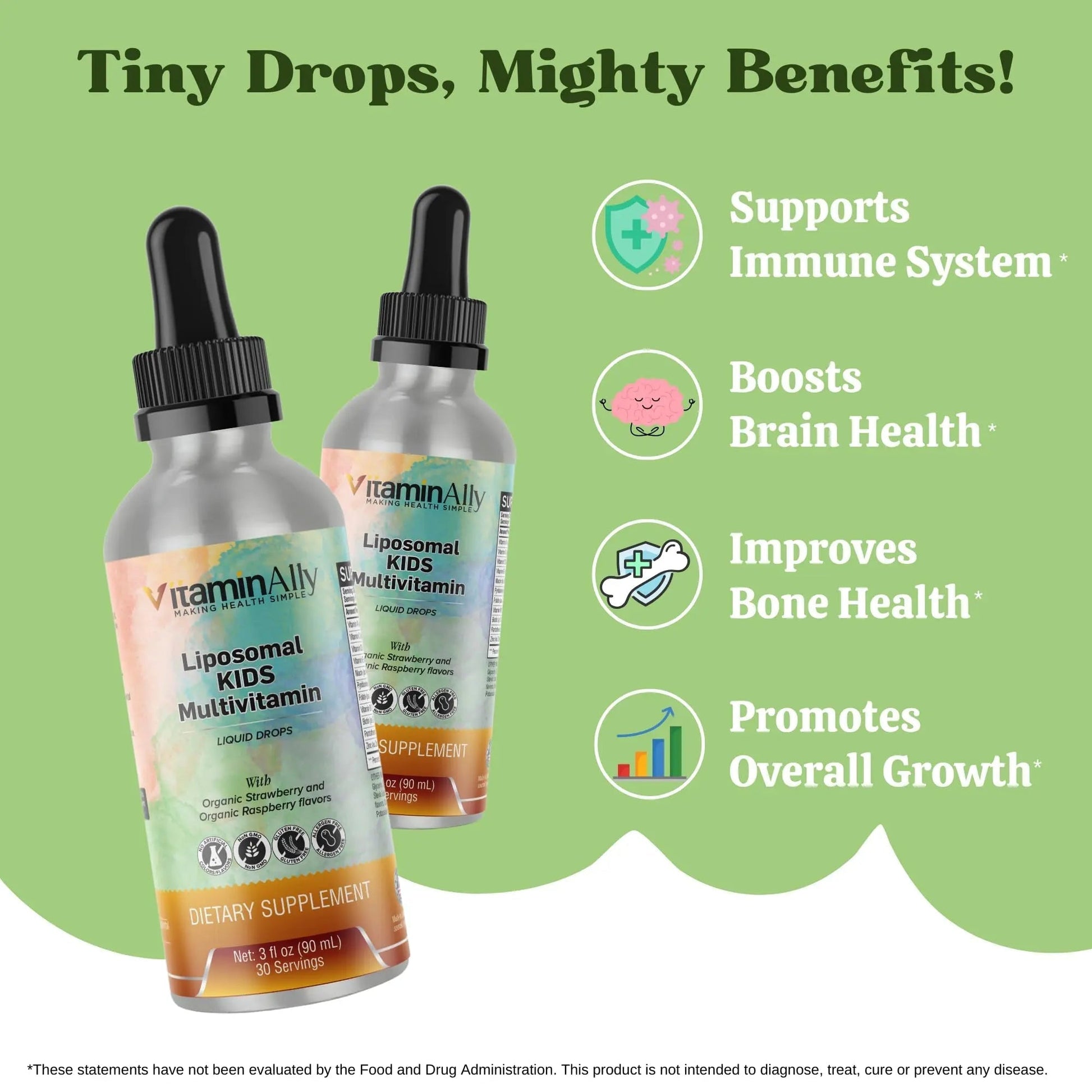 Vitaminally Liposomal Kids Liquid Multivitamin | Non-GMO | Clean | Sugar Free | Gluten Free | Organic Berry Flavors | Vitaminally
