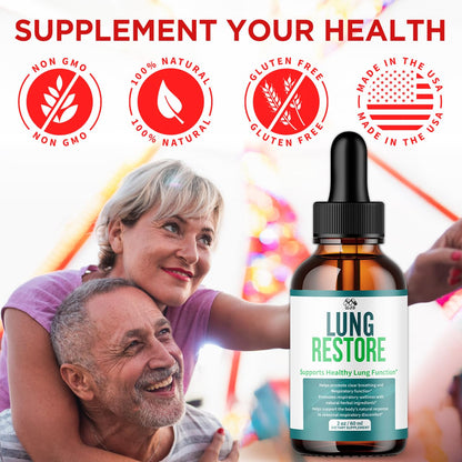 Lung Restore Drops, Official LungRestore Liquid Supplement Drops with All Natural Ingredients, Lung Restore Advanced Lungs Wellness Support Formula with Premium Vitamins for Women & Men (30 Servings) MJOBuy Supplements Australia
