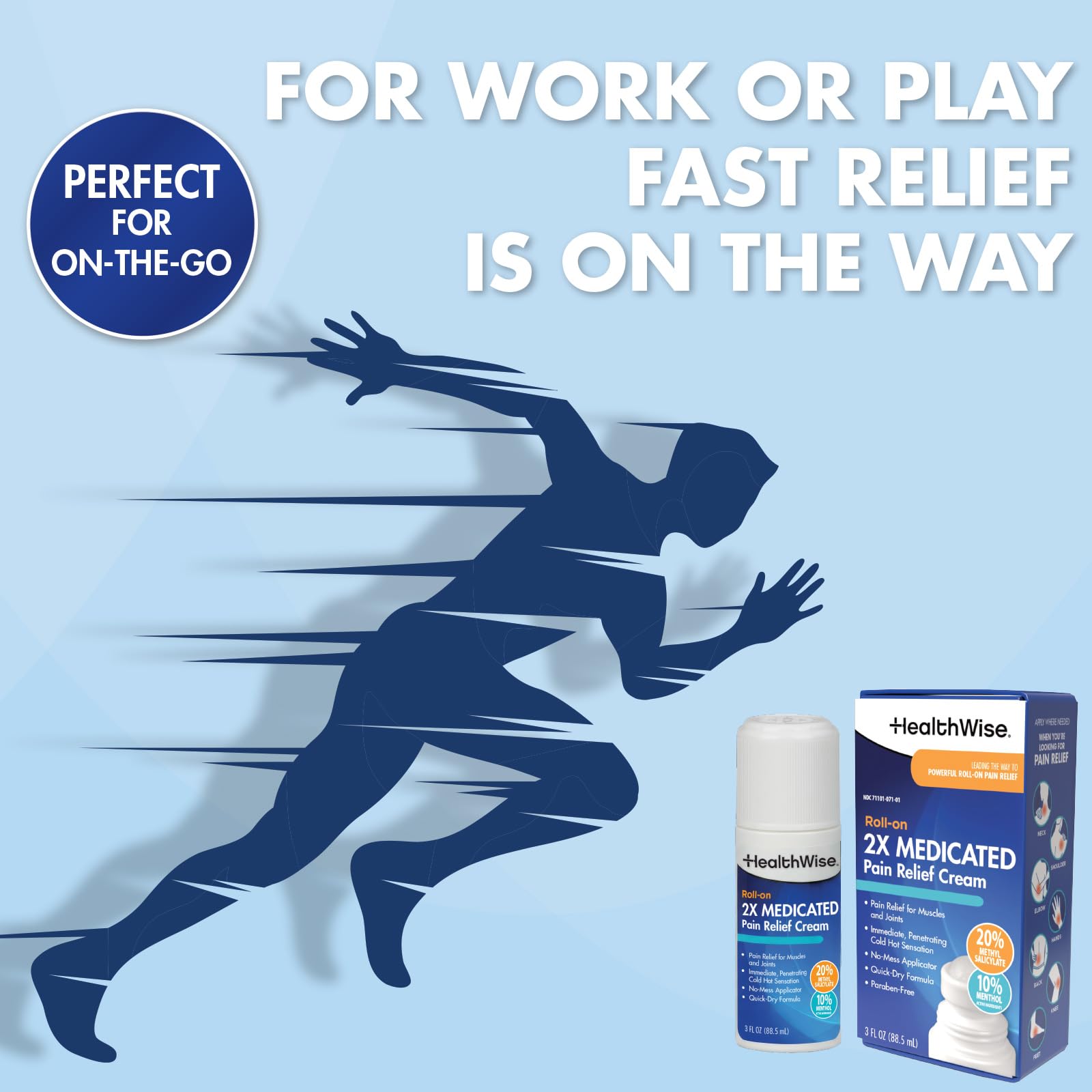 HealthWise 2X Medicated Roll-On | 10% Menthol + 20% Methyl Salicylate | Pain Relief Cream | 3 oz. 88.5 mL | Quick-Dry Formula | Immediate Penetrating Action | Topical Analgesic HealthWiseBuy Supplements Australia