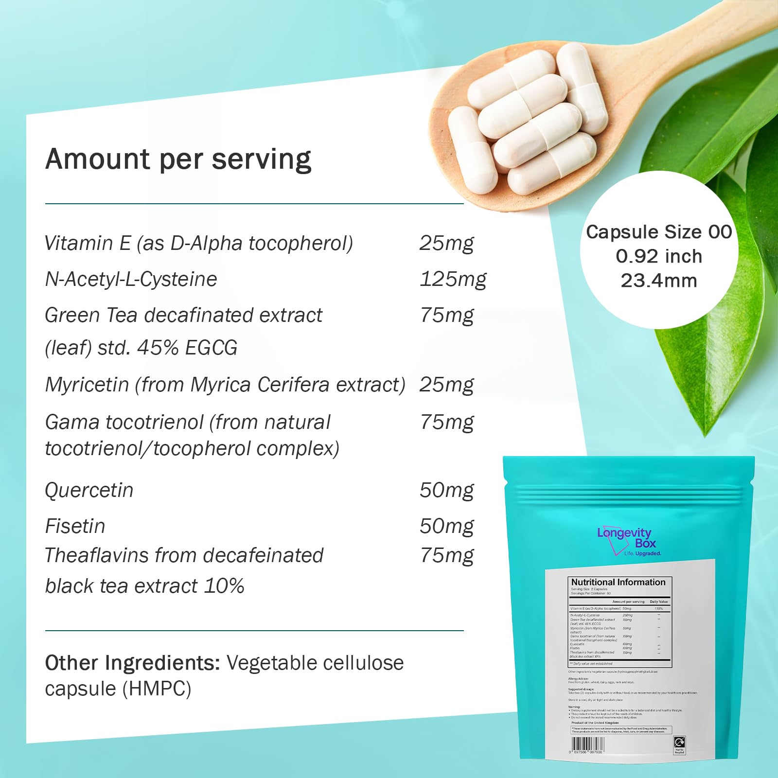 Senolytic Anti-Aging Supplement | Fisetin, Quercetin,NAC, Gamma Tocotrienols | 8-in-1 Cellular Regeneration & Longevity Formula | Boost Energy, Mental Clarity & Healthspan | 120 Vegan Capsules Longevity BoxBuy Supplements Australia