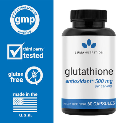 Premium Glutathione - Reduced Glutathione 500mg - Glutathione Supplement - L-Glutathione Luma NutritionBuy Supplements Australia