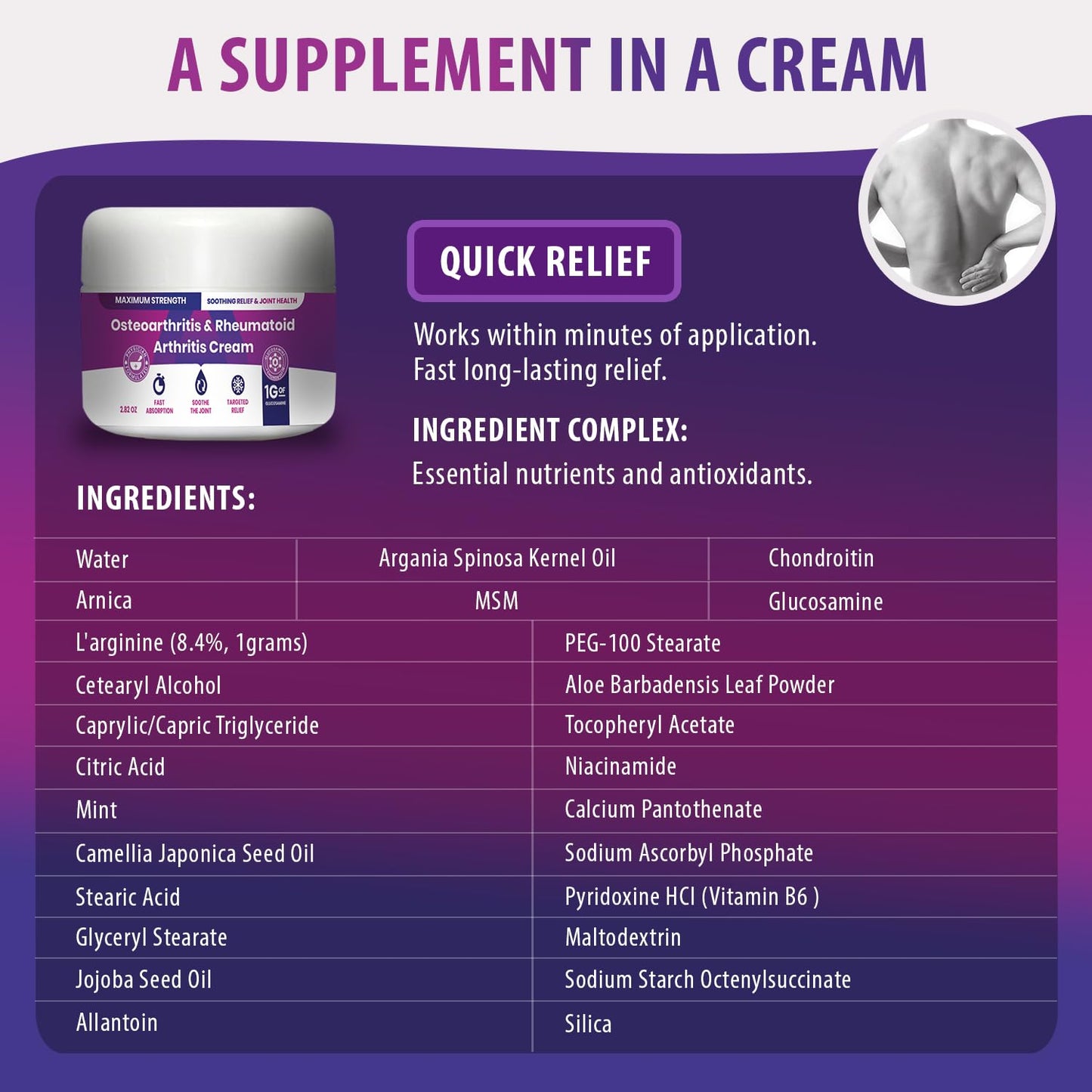 Osteoarthritis And Rhematoid Arthritis Cream By PMT – Soothing Relief For Your Knees and Hands. Includes 1 Gram Of Glucosamine; Arnica, Arginine, Glucosamine, Aloe - Cooling relief for Hands and Knees M PAIN MANAGEMENT TECHNOLOGIESBuy Supplements Australia