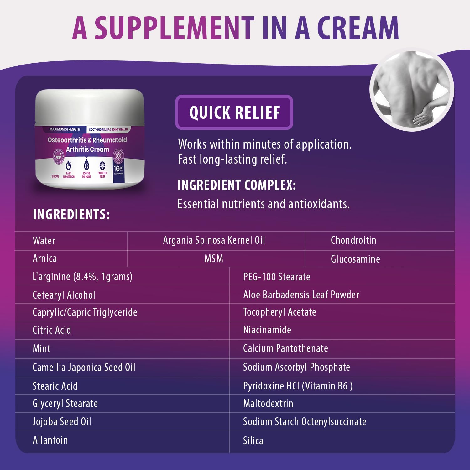 Osteoarthritis And Rhematoid Arthritis Cream By PMT – Soothing Relief For Your Knees and Hands. Includes 1 Gram Of Glucosamine; Arnica, Arginine, Glucosamine, Aloe - Cooling relief for Hands and Knees M PAIN MANAGEMENT TECHNOLOGIESBuy Supplements Australia