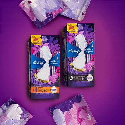Always Radiant Feminine Pads for Women, Size 4 Overnight Pads AlwaysBuy Supplements Australia