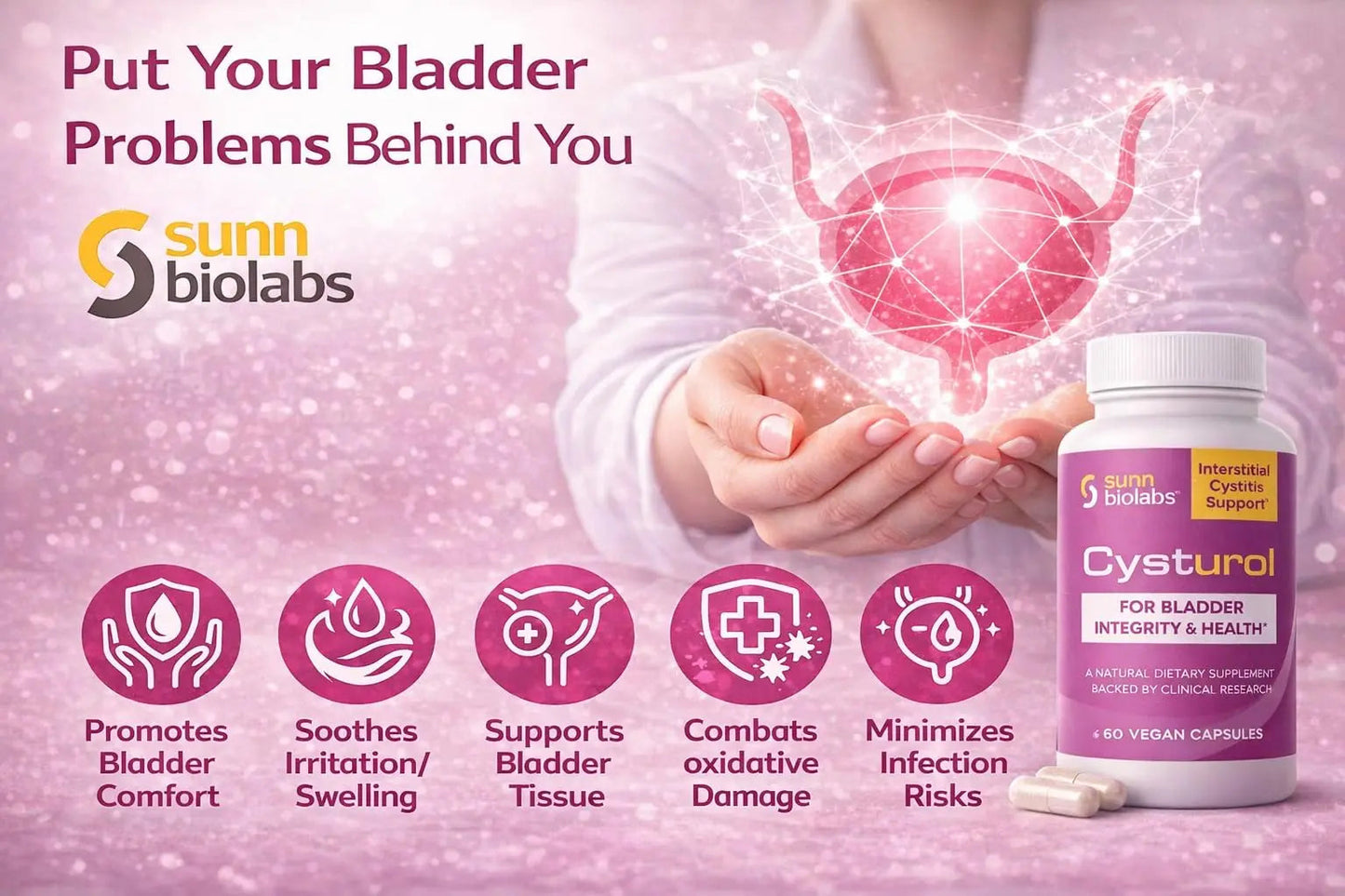 CYSTUROL® Bladder Support Supplement | Interstitial Cystitis (IC) | Bladder Pain | Urinary Tract Health | Clinically Studied Formula for Bladder Inflammation, UTI, Mast Cell Support & Urinary Urgency SUNN BIOLABSBuy Supplements Australia