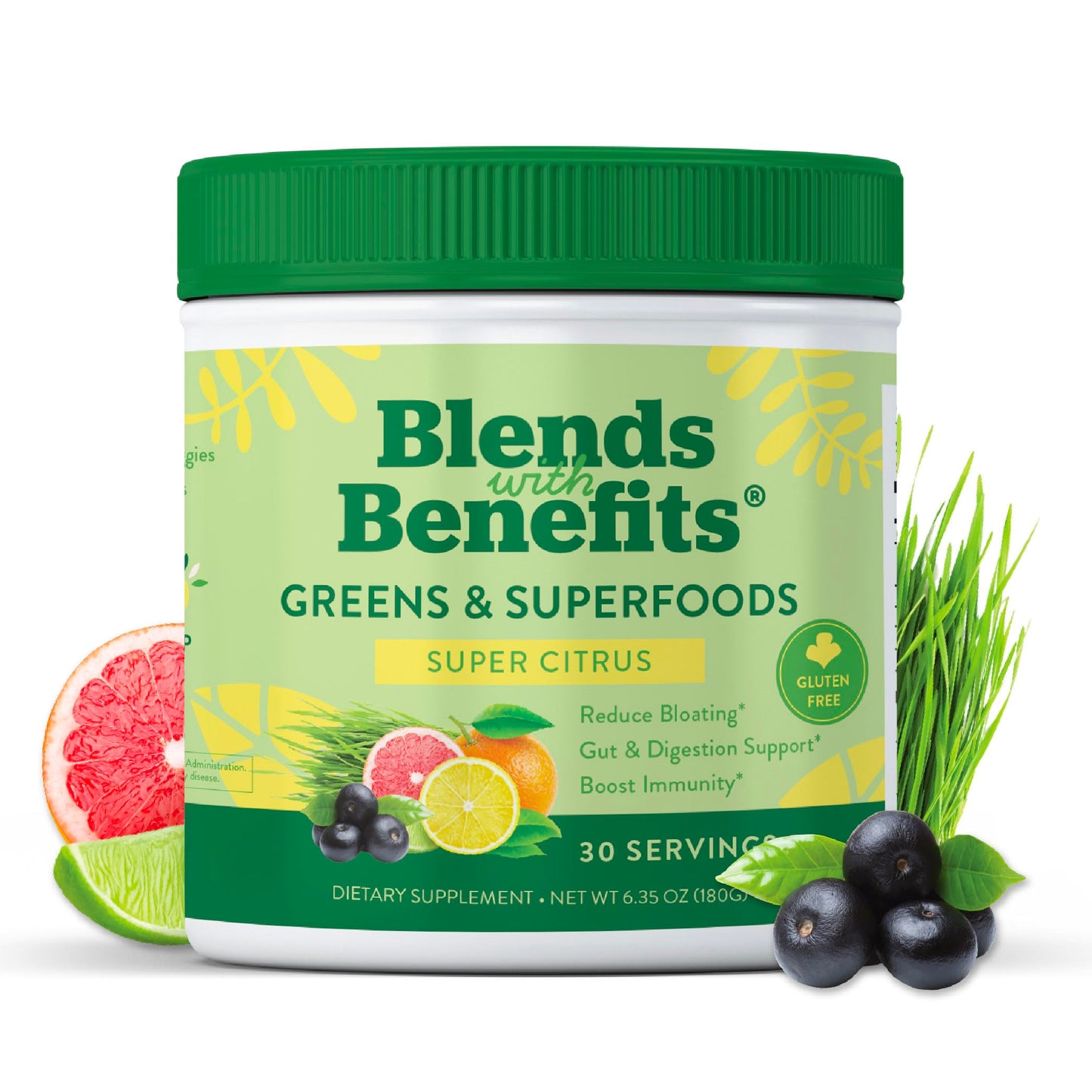 360 Nutrition Blends with Benefits Super Greens Powder w/Probiotics, Digestive Enzymes, Sugar & Gluten Free, Plant Based Superfood Drink Mix for Gut Health, Bloating, Immunity, Overall Health, 6.35 oz 360 NutritionBuy Supplements Australia