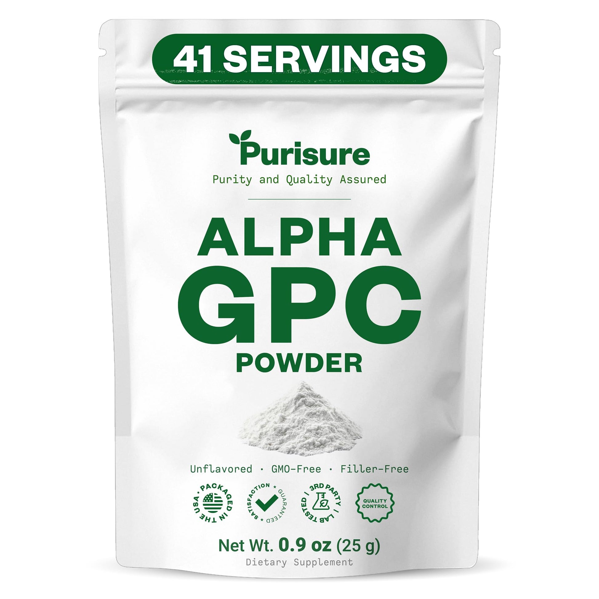 Purisure Alpha GPC Powder, 25 g, Pure Alpha GPC Choline Supplement for Brain and Focus, CDP Choline Supplements for Memory Performance & Concentration, No Fillers, Non-GMO, Offers 41 Servings PurisureBuy Supplements Australia