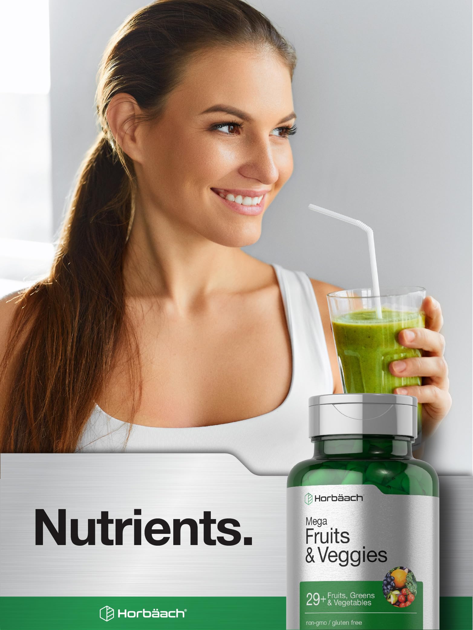 Horbäach Mega Fruits and Veggies Supplement | 100 Capsules | Vegetarian, Non-GMO and Gluten Free HorbäachBuy Supplements Australia