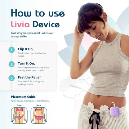 Livia Menstrual Pain Relief Device, Lavender – Off-Switch for Period Pain – Portable & Discreet – Rechargeable, Up to 8 Hours Battery – Complete Kit with Stick-On Pads – The Go-to Travel Partner LiviaBuy Supplements Australia
