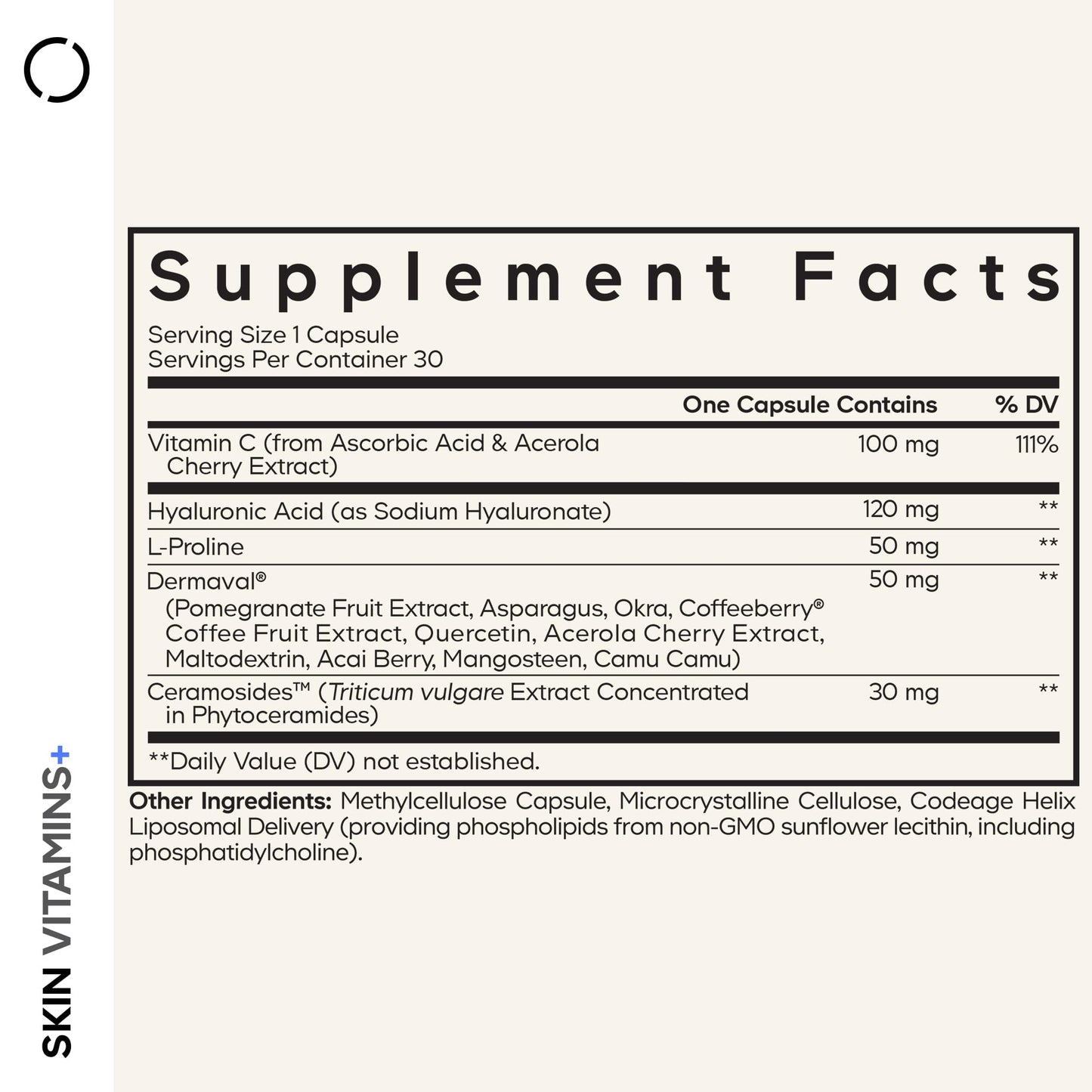 Codeage Skin Vitamins+ Supplement – Ceramosides, Dermaval, Hyaluronic Acid, Coffeeberry, Vitamin C – Skin Elasticity, Wrinkle & Moisture Support – Liposomal Delivery – Non-GMO, 30 Capsules CodeageBuy Supplements Australia