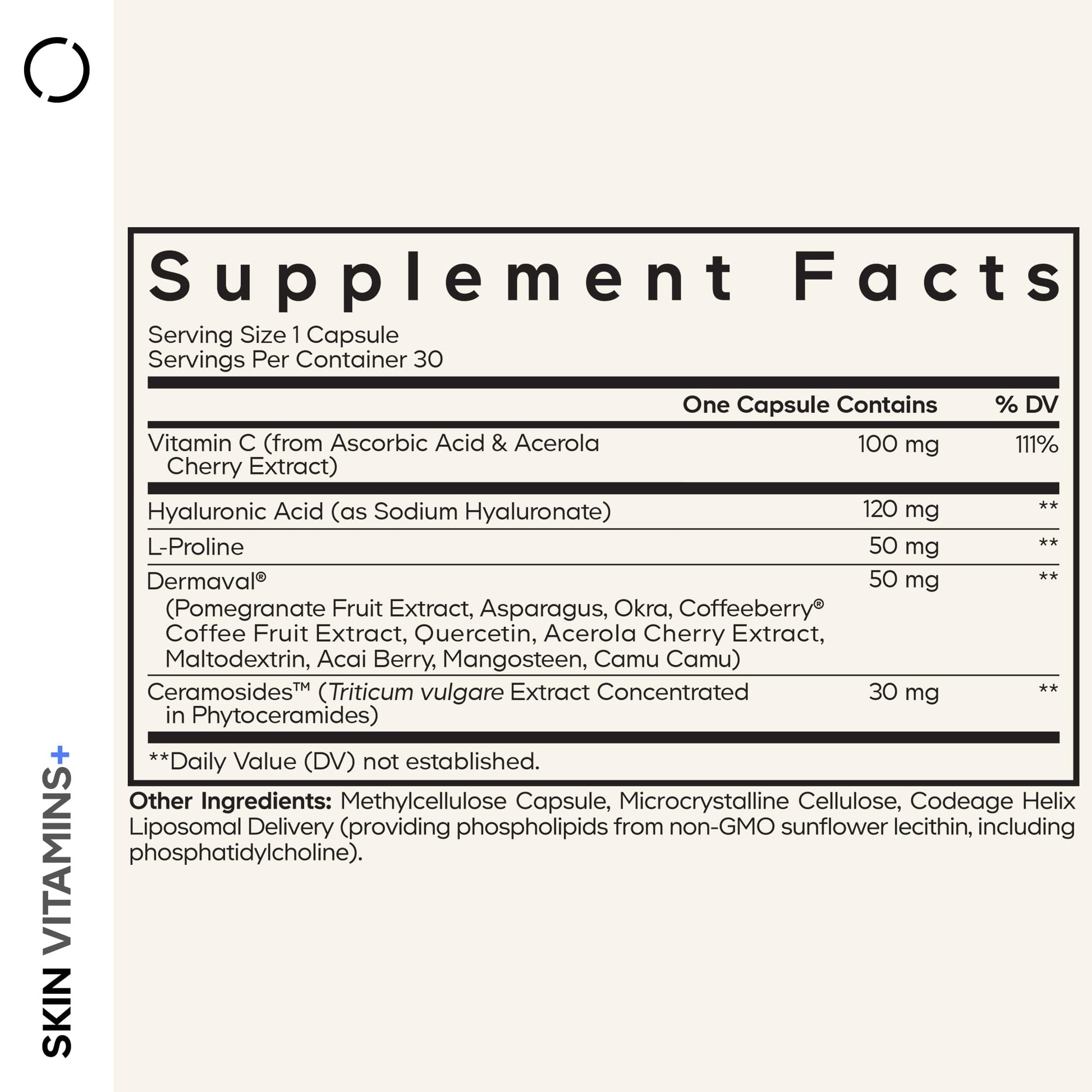 Codeage Skin Vitamins+ Supplement – Ceramosides, Dermaval, Hyaluronic Acid, Coffeeberry, Vitamin C – Skin Elasticity, Wrinkle & Moisture Support – Liposomal Delivery – Non-GMO, 30 Capsules CodeageBuy Supplements Australia