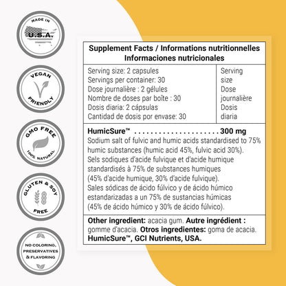 Supersmart - Humic and Fulvic Acid Supplement 300mg per Day (Patented & High Strength) - Fulvic Humic Mineral Blend | Non-GMO & Gluten Free - 60 Vegetarian Capsules SupersmartBuy Supplements Australia