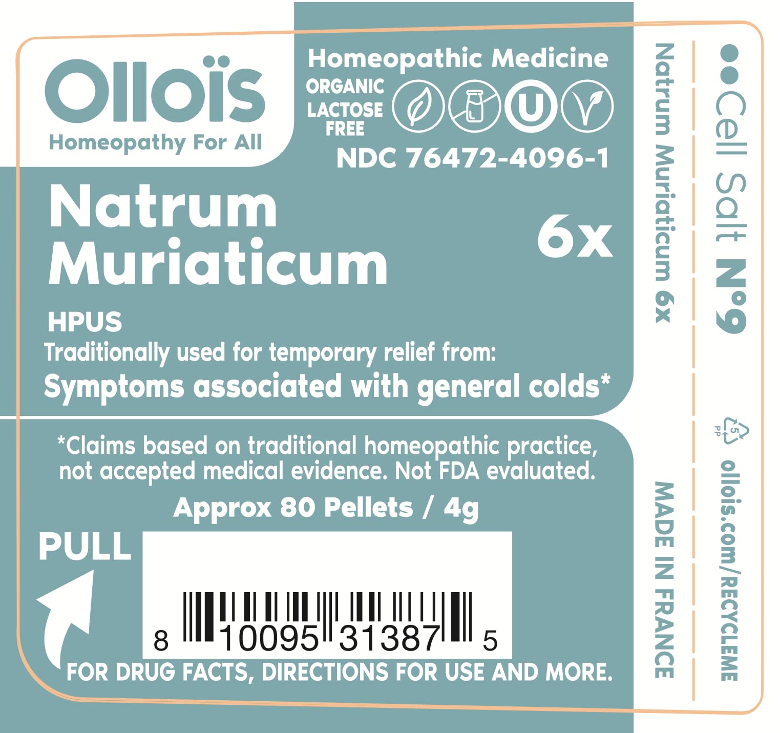 OLLOIS Natrum Muriaticum 6X, Cell Salt #9, Lactose-Free, Organic & Vegan, Kosher Certified OLLOÏSBuy Supplements Australia
