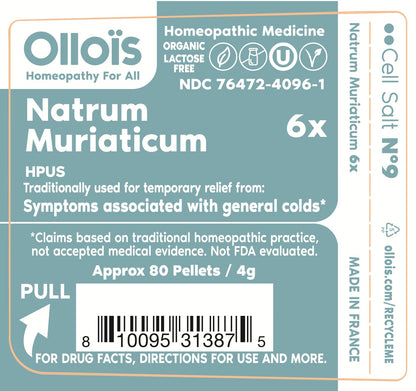 OLLOIS Natrum Muriaticum 6X, Cell Salt #9, Lactose-Free, Organic & Vegan, Kosher Certified OLLOÏSBuy Supplements Australia