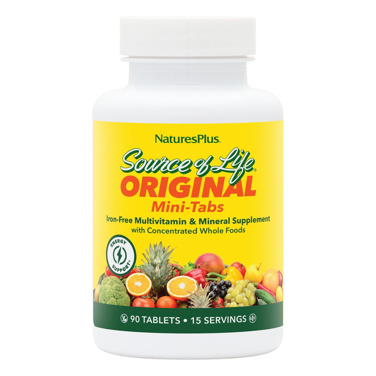 NaturesPlus Source of Life Mini-Tabs No Iron - 90 Vegetarian Mini Tablets - Easy to Swallow Natural Whole Food Multivitamin & Mineral Supplement for Health & Energy - 15 Servings NaturesPlusBuy Supplements Australia