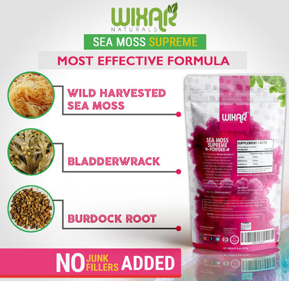 Wixar Wildcrafted Sea Moss Powder – (8 Ounces) – Natural Irish Sea Moss and Bladderwrack with Burdock Powder - Thyroid Support, Healthy Skin, Keto Detox, Joint Support Alkaline Supplements WIXAR NATURALSBuy Supplements Australia