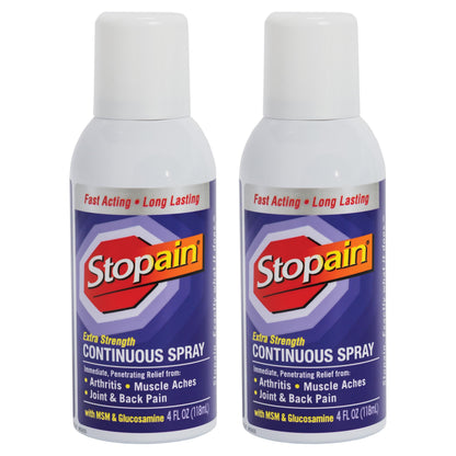 Stopain Pain Relief Spray 4oz (2 Pack) USA Made, Max Strength Fast Acting with MSM, Glucosamine, Menthol for Arthritis, Lower Back, Neck, HSA FSA Approved Topical Analgesic Products StopainBuy Supplements Australia