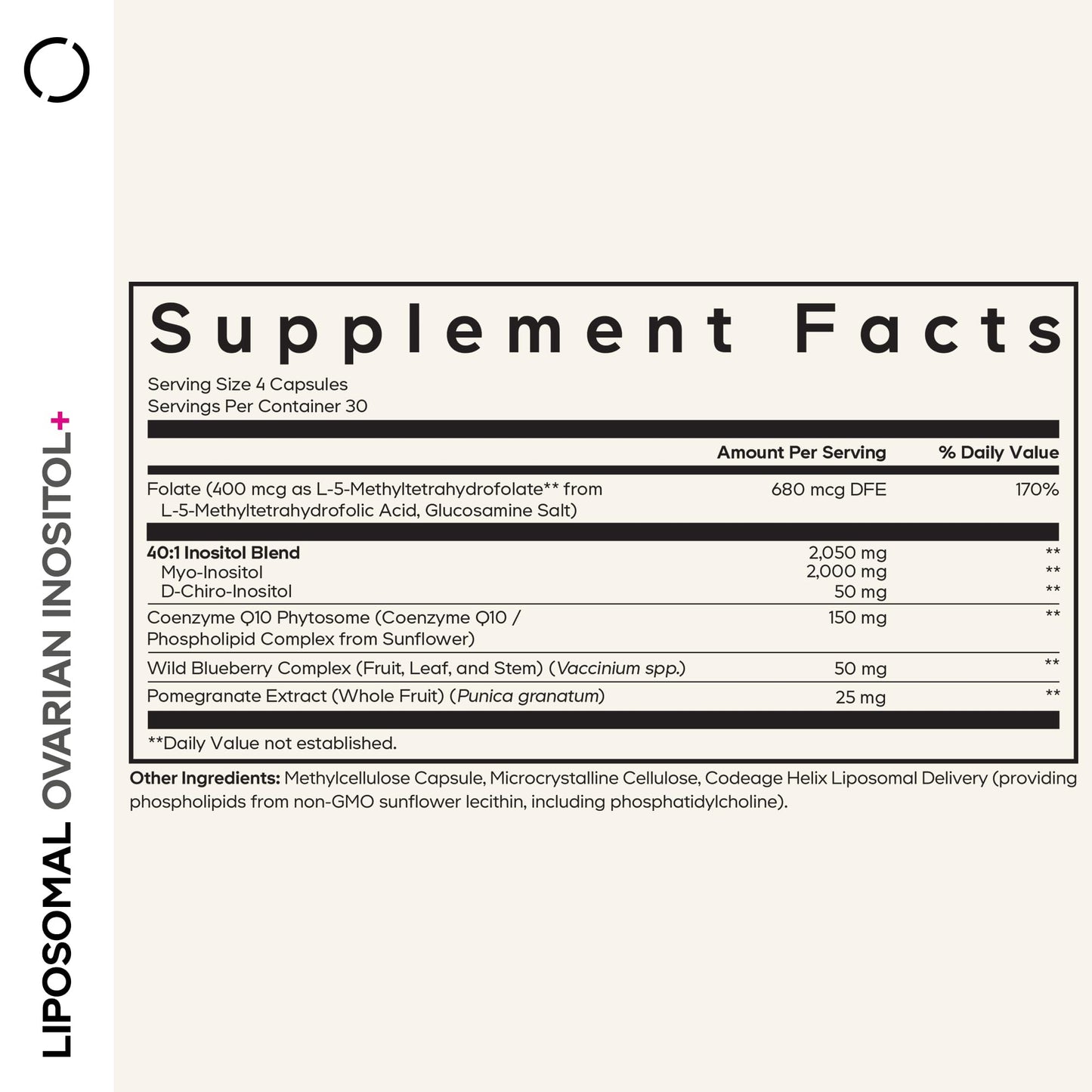 Codeage Liposomal Ovarian Inositol+ Supplement - Myo-Inositol & D-Chiro-Inositol 40:1 Blend, Folate 5-MTHF, CoQ10, Pomegranate & Wild Blueberry, Liposomal Delivery, Non-GMO, Gluten-Free - 120 Capsules CodeageBuy Supplements Australia