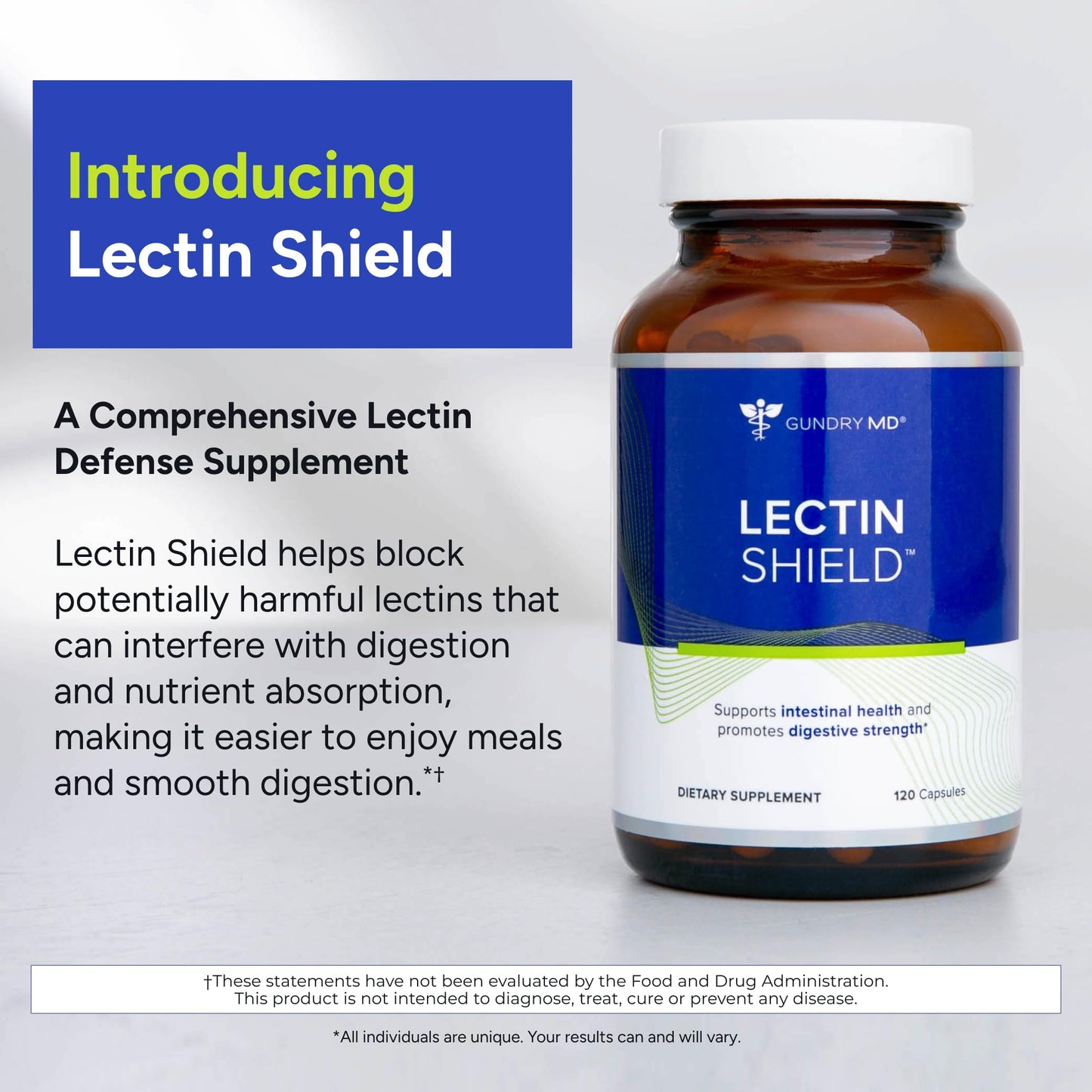 Gundry MD® Lectin Shield, Gut Health and Digestion Supplement, Helps Block Potentially Harmful Lectins, Supports Digestive Comfort