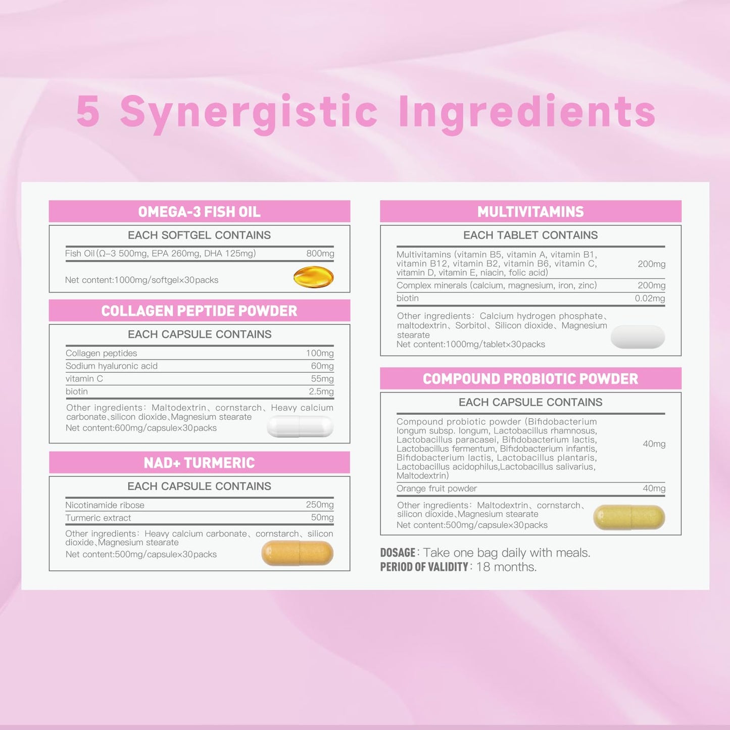 Natener 6 in 1 Women Vaginal Probiotics, 80B CFU Lactobacillus + 800mg Omega-3 + 250mg NAD+ + 179.5mg Vitamin C Promote Healthy Vaginal Odor & Vaginal Flora LLVYUOBuy Supplements Australia