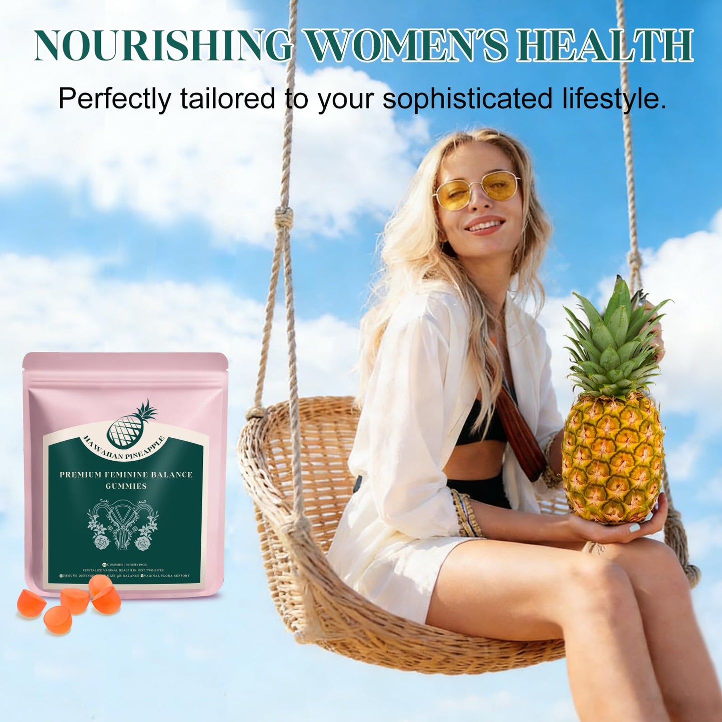 KLKIT Premium Feminine Balance Gummies, Pineapple Vaginal Probiotics for Women, pH Balance Feminine Gummies for Immune Support, Vegan & Gluten Free, 60 Count (30 Servings) KLKITBuy Supplements Australia