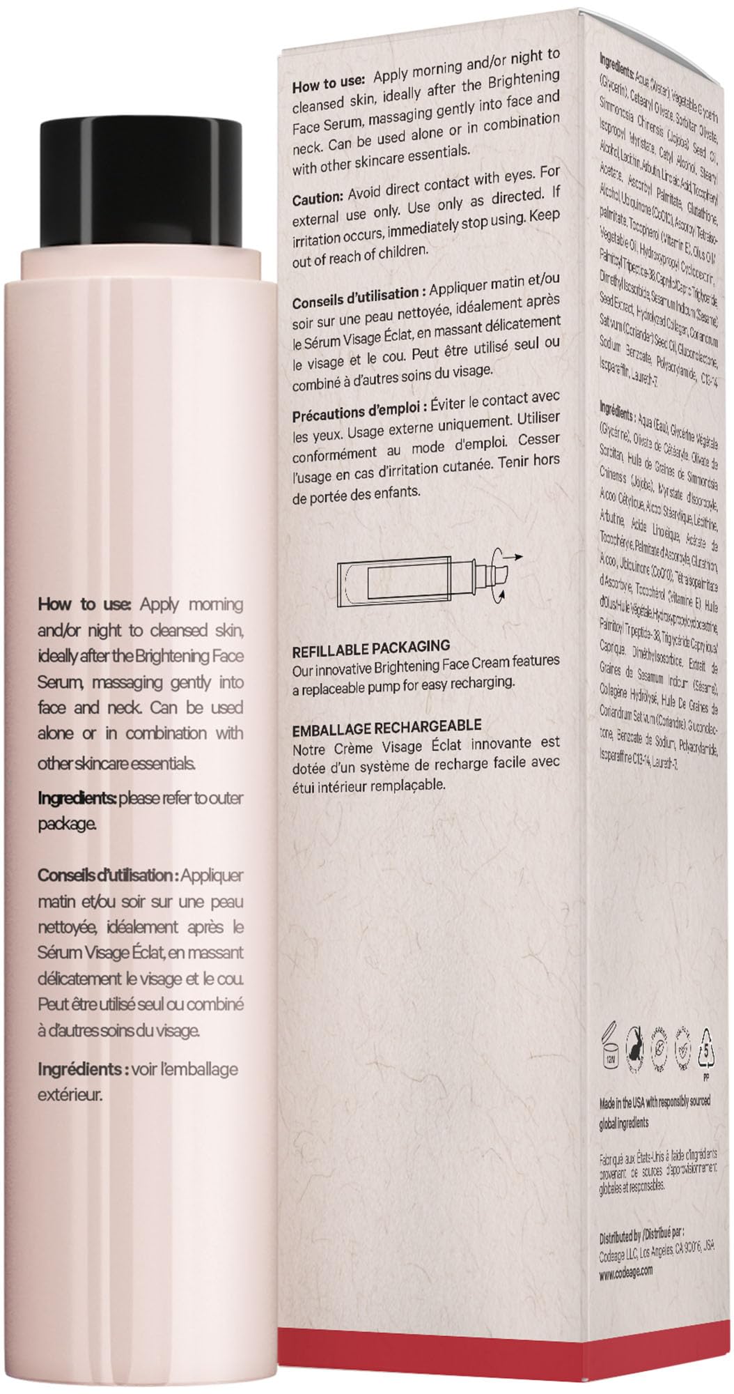 Codeage Maison Rouge Brightening Face Cream Refill Glutathione Cream, Collagen Peptides, Vitamin E, CoQ10 – Radiance & Antioxidant Complex – Paraben and Sulfates Free – Skin Care - 1.7 fl oz CodeageBuy Supplements Australia