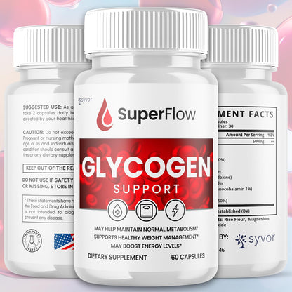 (2 Pack) Super Flow Glycogen Support, Official SuperFlow Advanced Formula Glyco Optimizer Capsules, All Natural Super Flow Pills, Daily Wellness Supplement to Support Healthy Balance (120 Capsules) SyvorBuy Supplements Australia