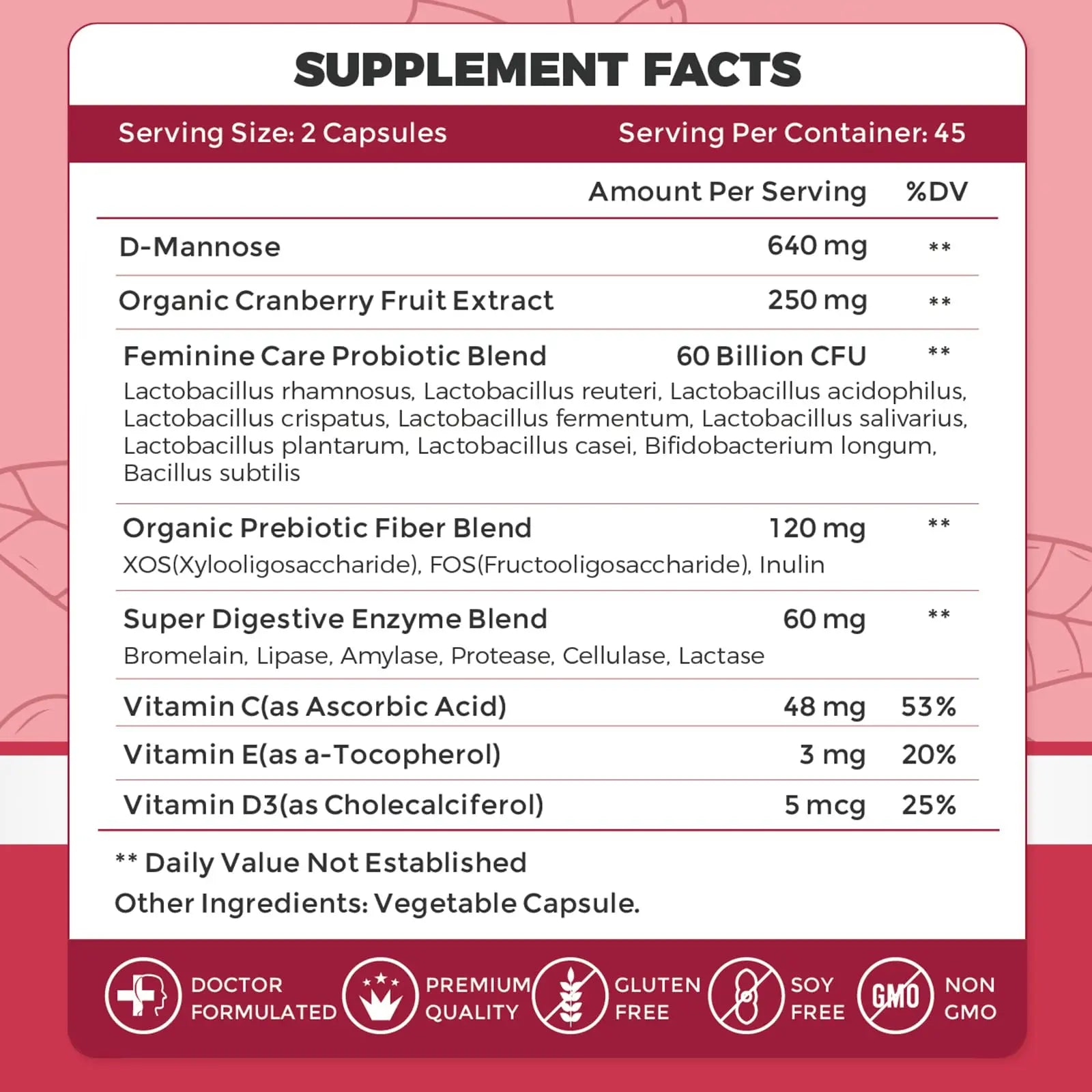 ZEBORA Urinary Tract Health for Women - Vaginal Probiotics for Women Digestive Health and pH Balance - D Mannose Supplements with Cranberry to Cleanse Urinary Tract & Bladder - 90 Capsules ZEBORABuy Supplements Australia
