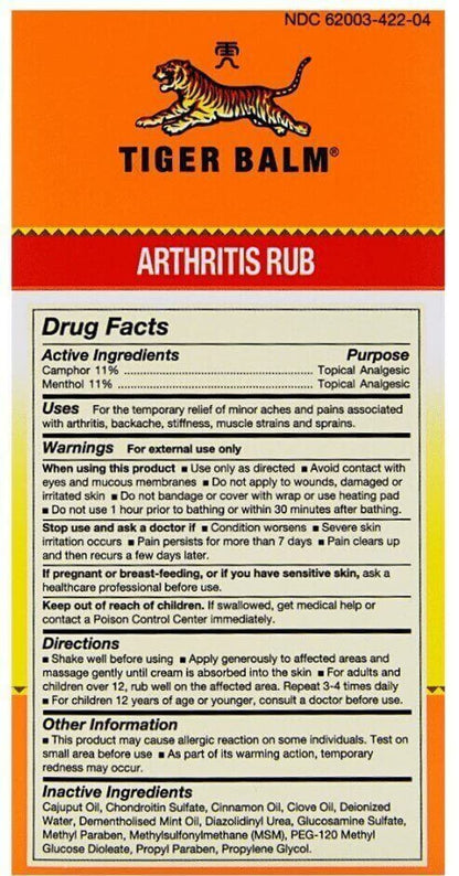 Tiger Balm Balm Arthritis Rub Tiger BalmBuy Supplements Australia