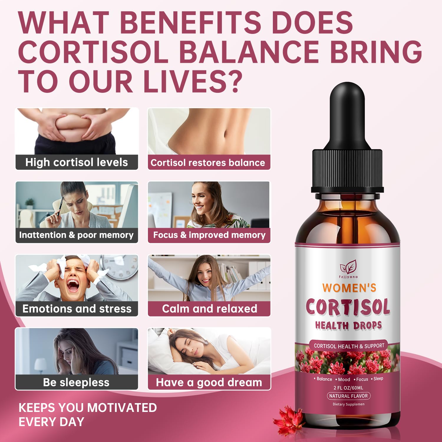Cortisol Manager Liquid Drops, Cortisol Supplements for Women, with magnesium ashwagandha, rhodiola rosea,l-theanine,Phosphatidylserine-Promote Relaxation and Support Mood- 30 Day Vegan Supply FzjjyanaBuy Supplements Australia