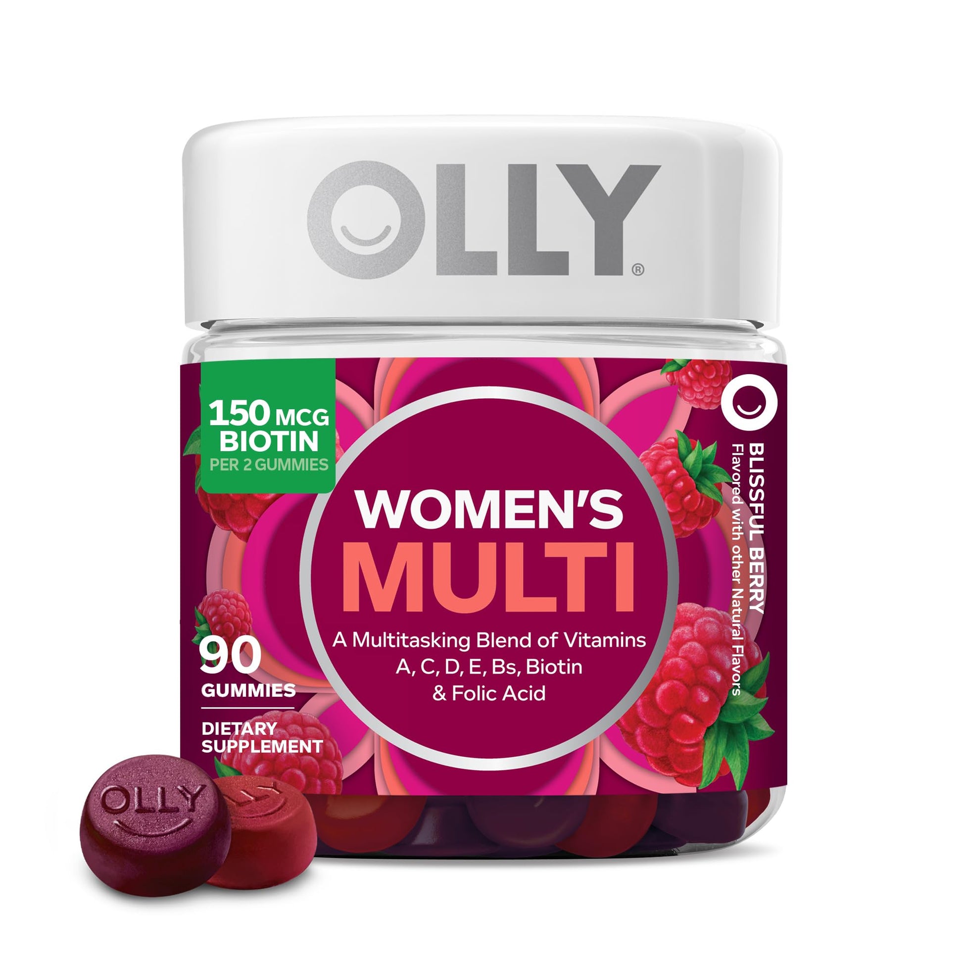 OLLY Women's Multivitamin Gummy, Vitamins A, D, C, E, Biotin, Folic Acid, Adult Chewable Vitamin, Berry Flavor OLLYBuy Supplements Australia
