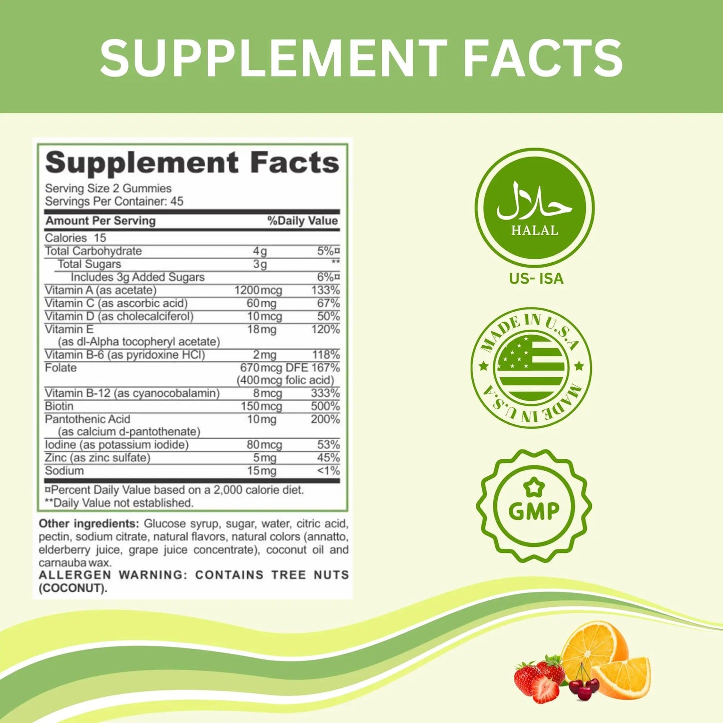 Greenfield Nutritions Halal Multivitamins for Adults | 90 Halal Vitamins for Women & Men | All Essential Gelatin Free Halal Gummy Vitamin, Mineral GREEN FIELD NUTRITIONS